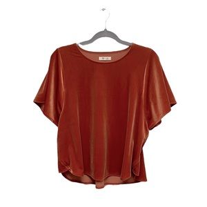Madewell Burnt Orange Velvet Cropped Top, Size L